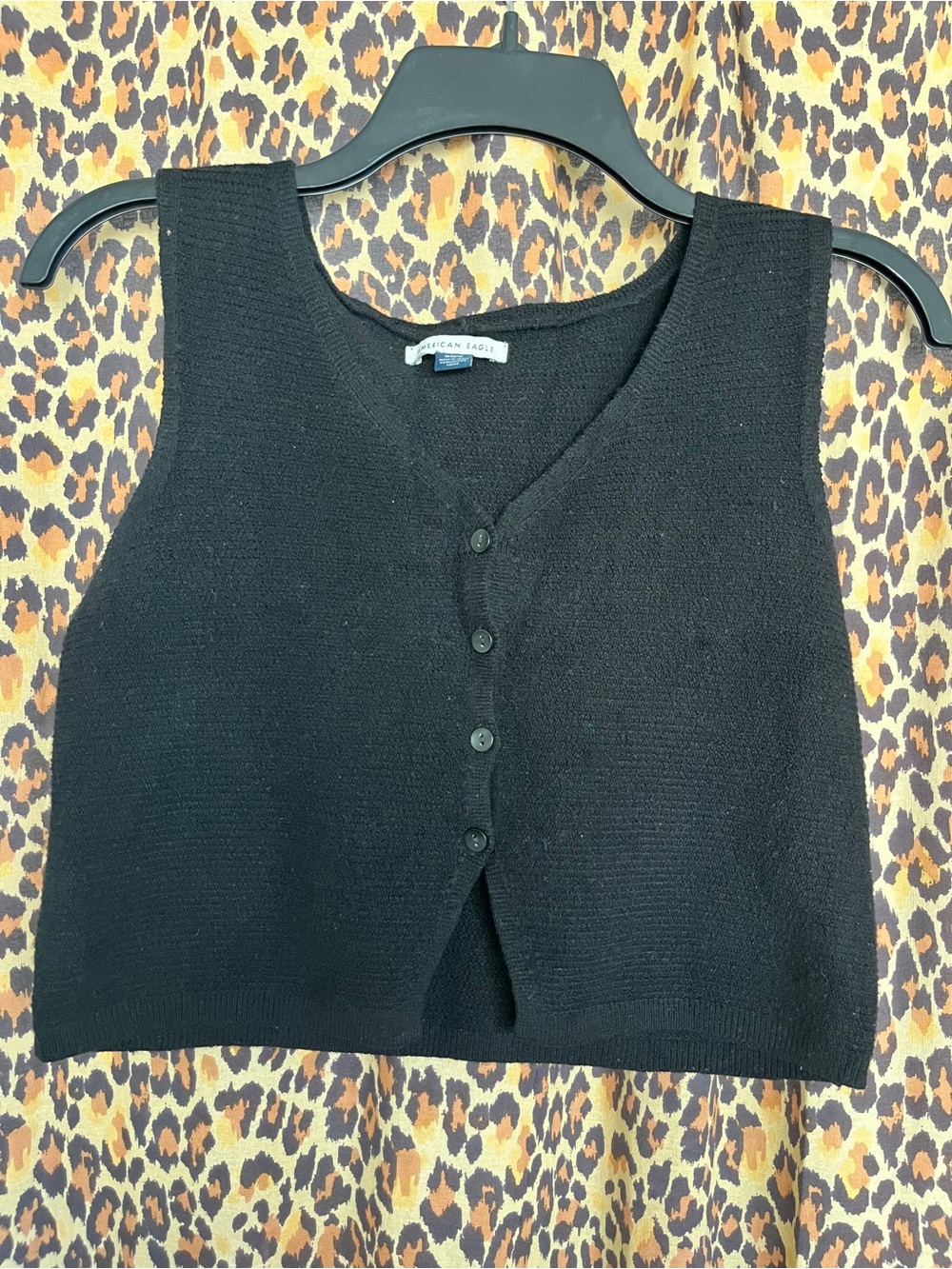 American Eagle Outfitters Black Knit Button Vest